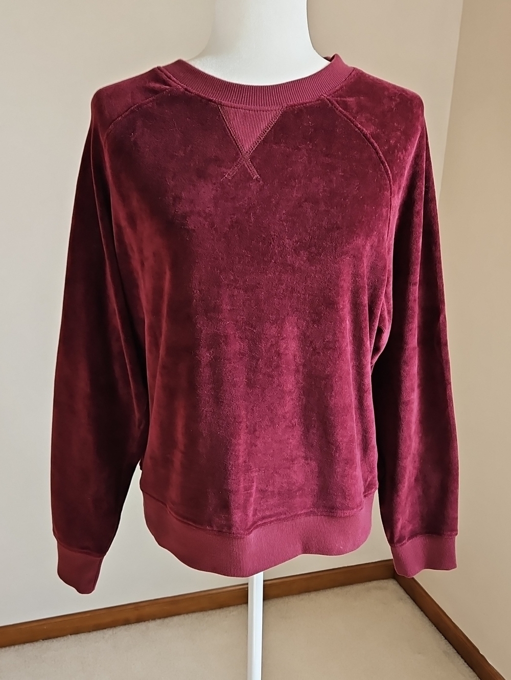 Pact 100% Organic Cotton Velour Sweatshirt Burgundy M Granola Girl Soft